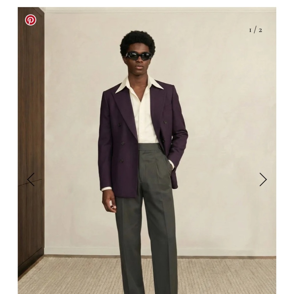 Tailored Double-Breasted Men's Blazer in Deep Plum